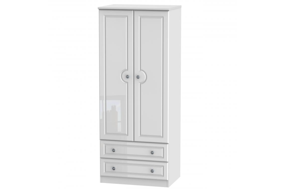 Bude White Gloss 2'6" 2 Drawer Robe