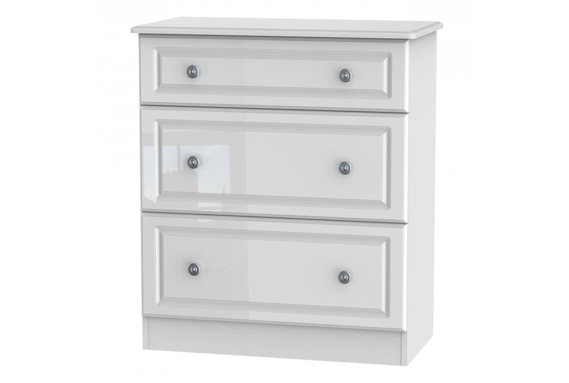 Bude White Gloss 3 Drawer Deep Chest