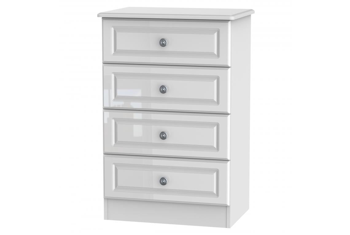 Bude White Gloss 4 Drawer Midi Chest