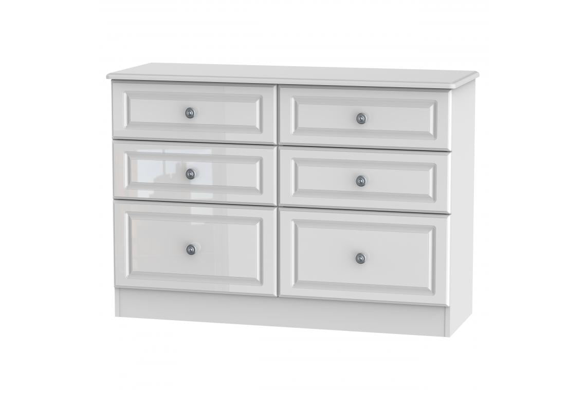 Bude White Gloss 6 Drawer Midi Chest