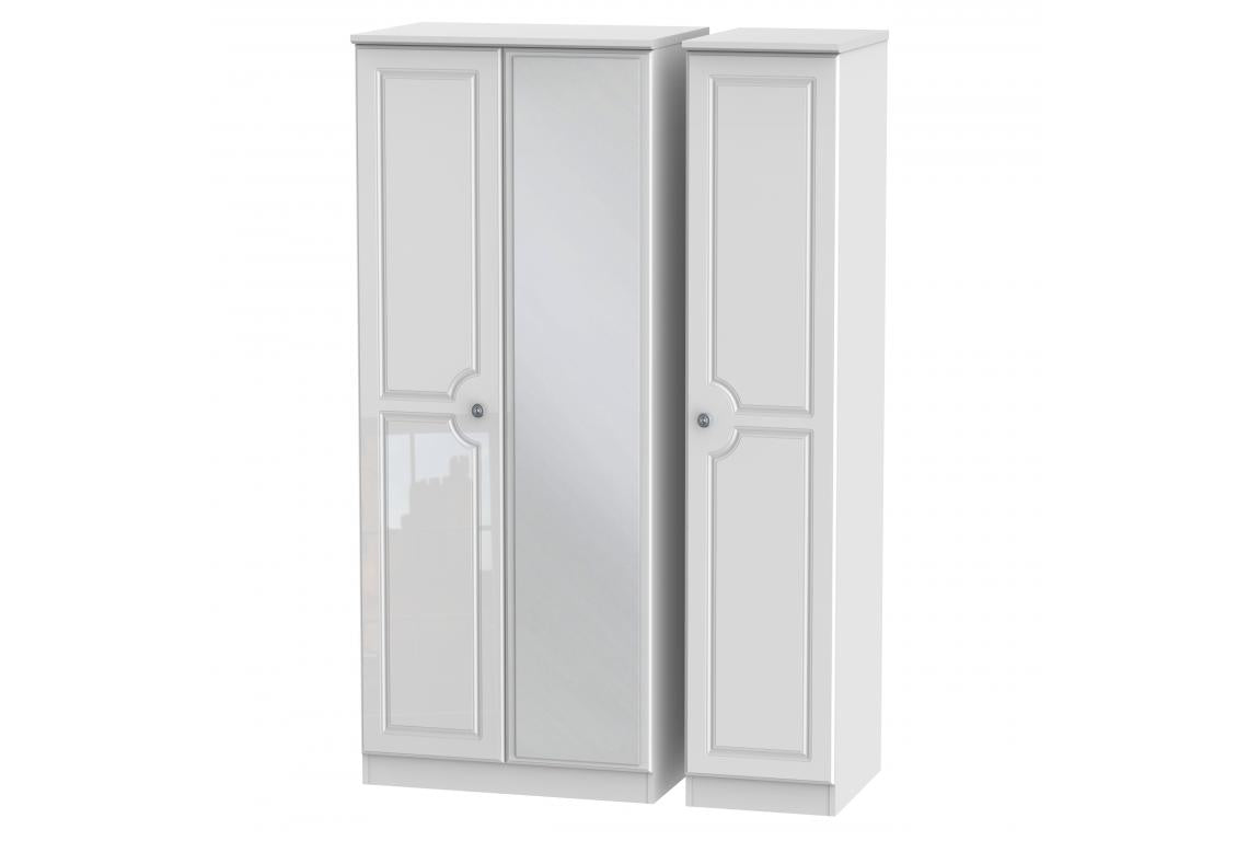 Bude White Gloss Triple Robe with Centre Mirror