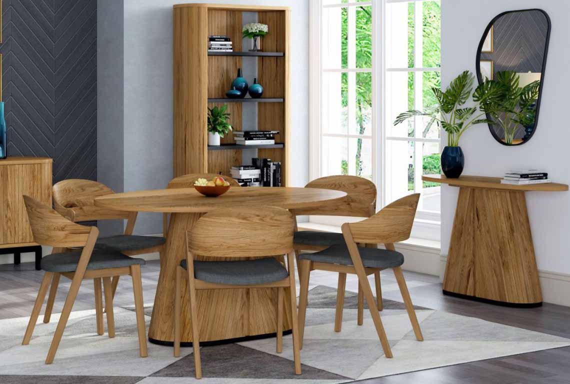 Verity Rustic Oak & Peppercorn Console Table
