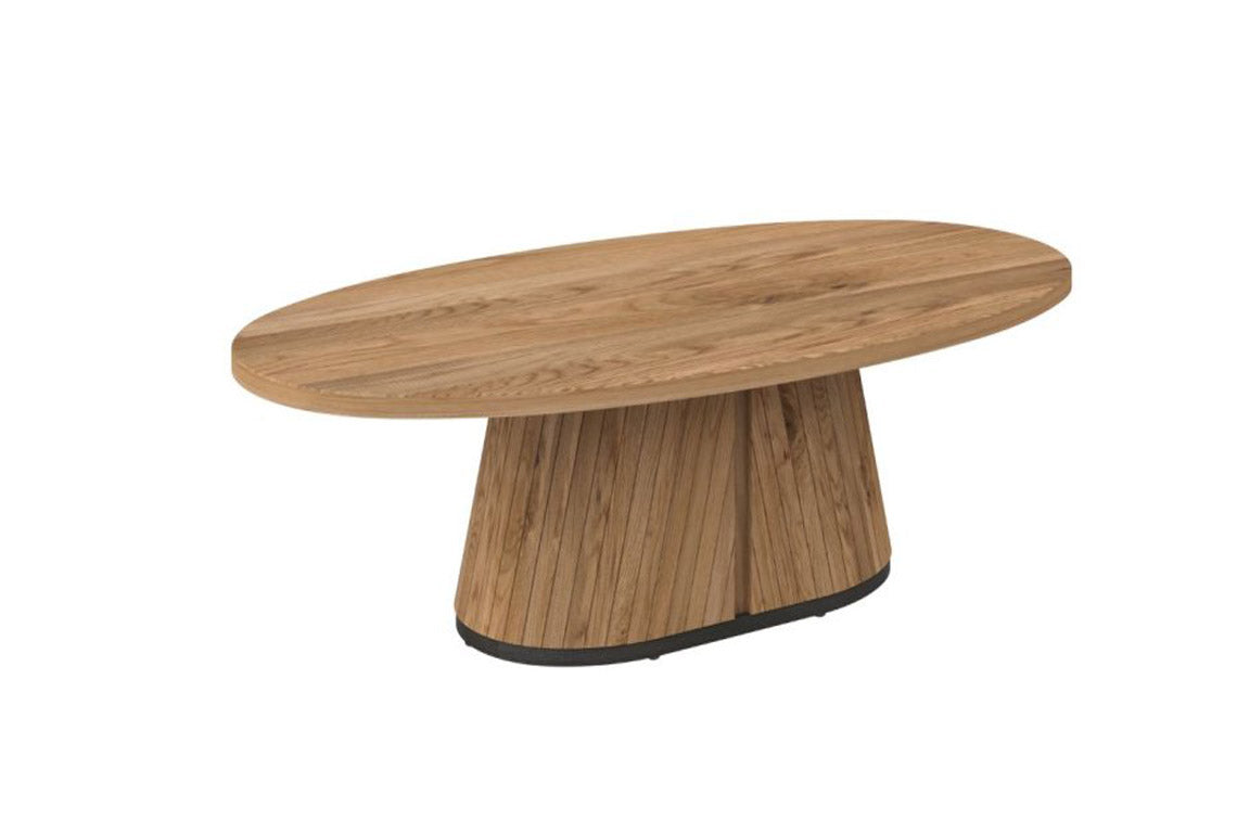 Verity Rustic Oak & Peppercorn Oval Coffee Table