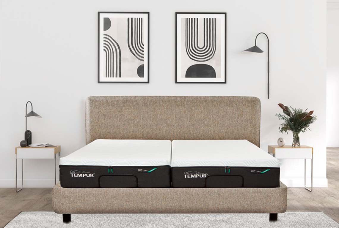 SPECIAL OFFER ~ TEMPUR® 5' Arc Adjustable Bed Base & Form Headboard with 2 x Pro® Luxe SmartCool™ Mattresses