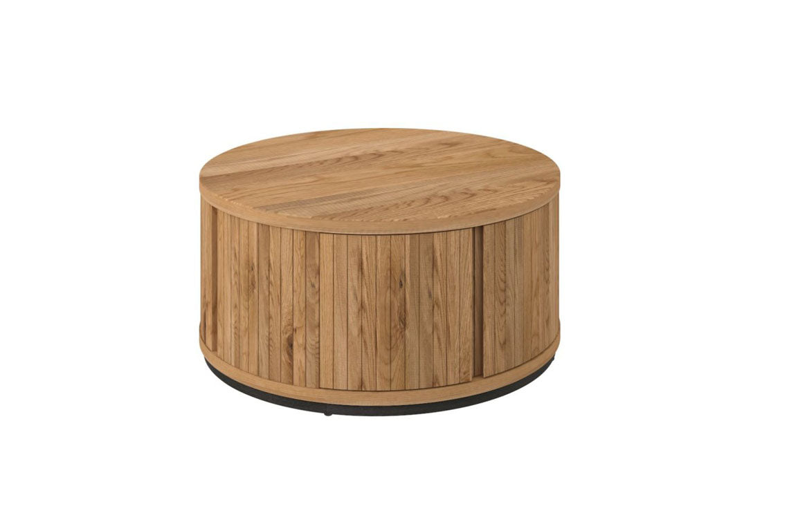 Verity Rustic Oak & Peppercorn Round Coffee Table