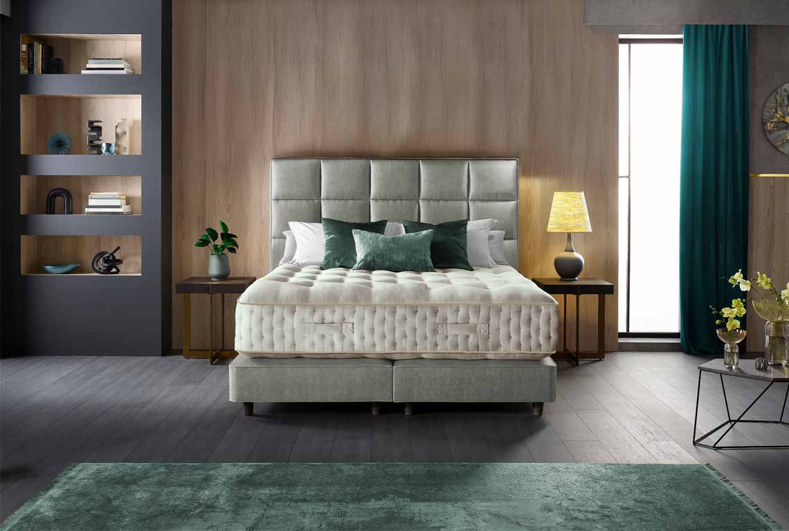 Harrison Visayan 26,750 5' Padded Top Shallow Divan Set on Legs